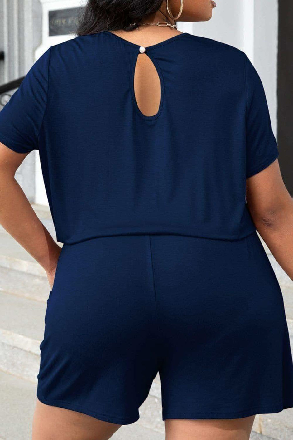 Plus Size Drawstring Waist Romper with Pockets, Multiple Colors - SwagglyLife Home & Fashion